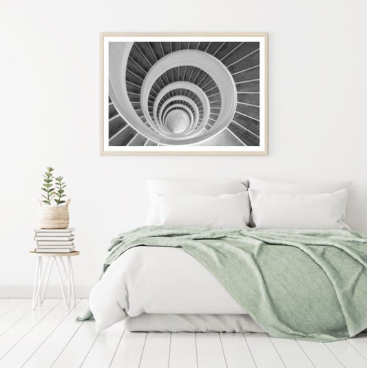 Spiral Stairs B&W Photograph Home Decor Premium Quality Poster Print Choose Your Sizes