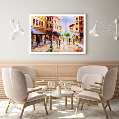 Eiffel Tower & Street Oil Paint Home Decor Premium Quality Poster Print Choose Your Sizes