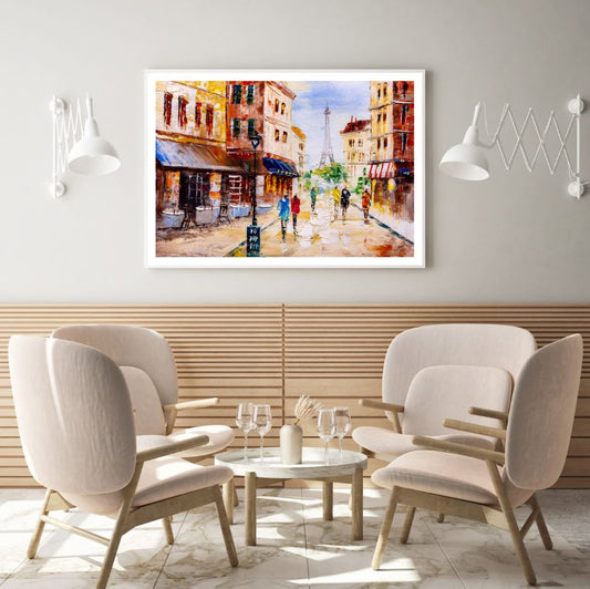 Eiffel Tower & Street Oil Paint Home Decor Premium Quality Poster Print Choose Your Sizes