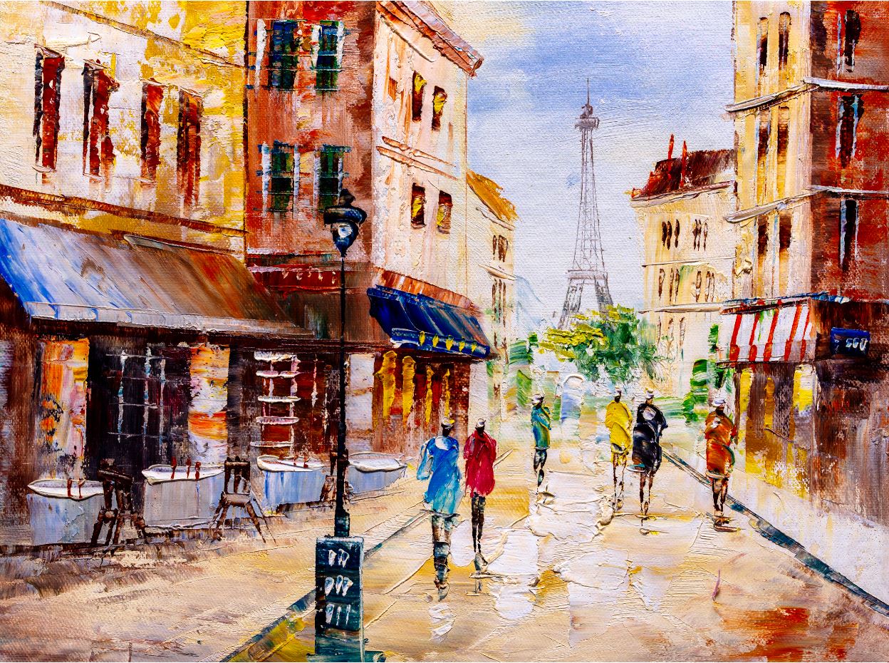 Paris Street oil Painting Print 100% Australian Made