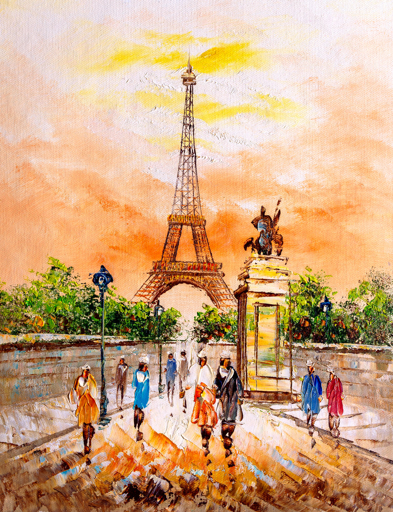 Paris City & Eiffel Tower Watercolor Painting Print 100% Australian Made