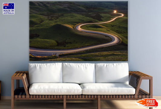 Light Trail Along Road Photograph Print 100% Australian Made