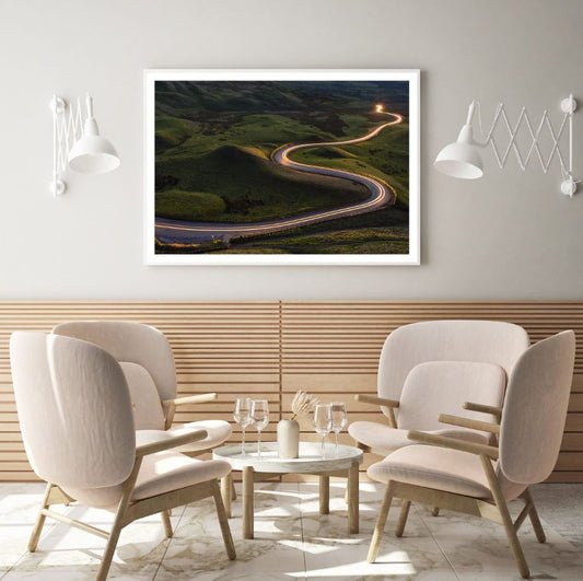 Light Trail Along Road Photograph Home Decor Premium Quality Poster Print Choose Your Sizes