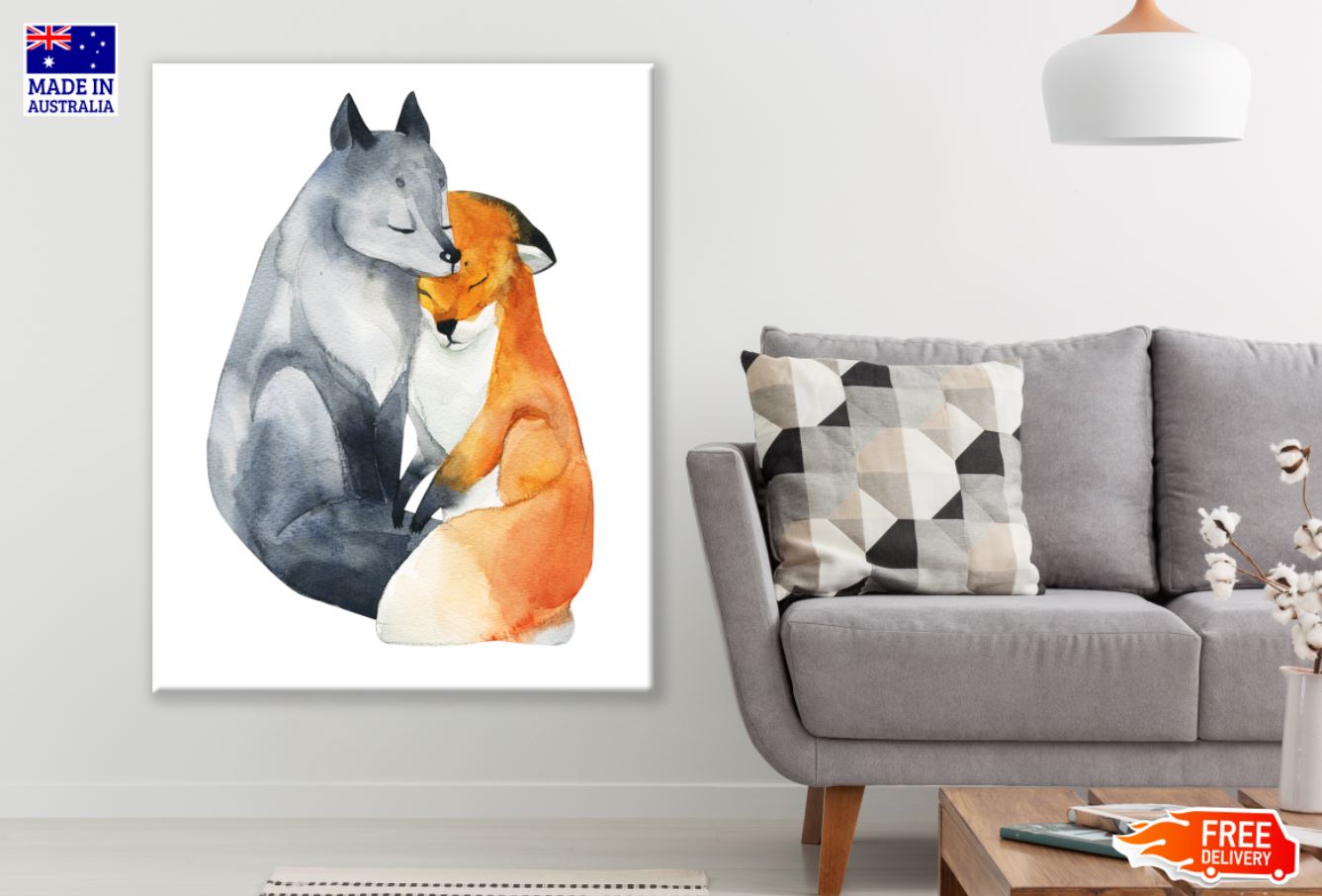 Fox Love Watercolor Painting Print 100% Australian Made