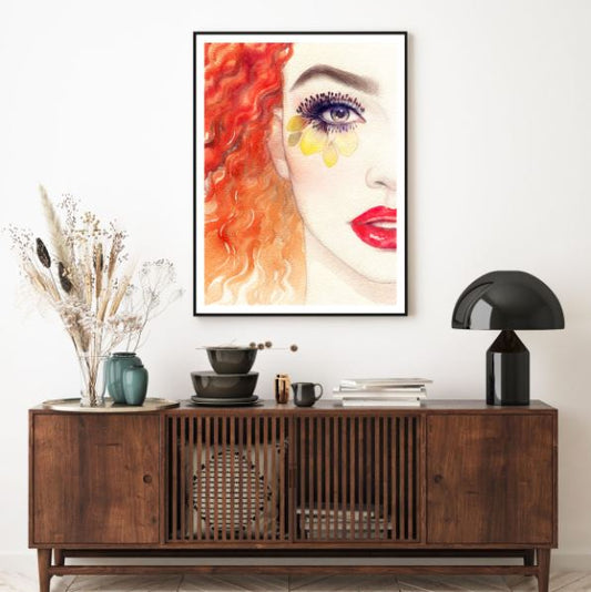 Girl Face Watercolor Painting Home Decor Premium Quality Poster Print Choose Your Sizes