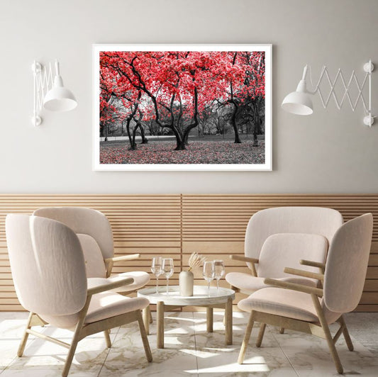 Red Leaves Tree Park Photograph Home Decor Premium Quality Poster Print Choose Your Sizes