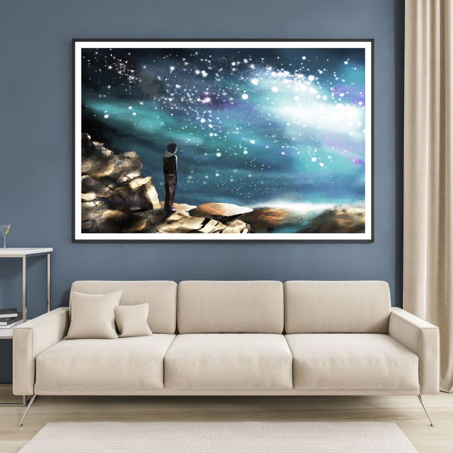 Man Looking at Space Digital Art Home Decor Premium Quality Poster Print Choose Your Sizes