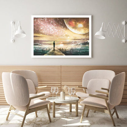 Man Looking at Space Digital Art Home Decor Premium Quality Poster Print Choose Your Sizes