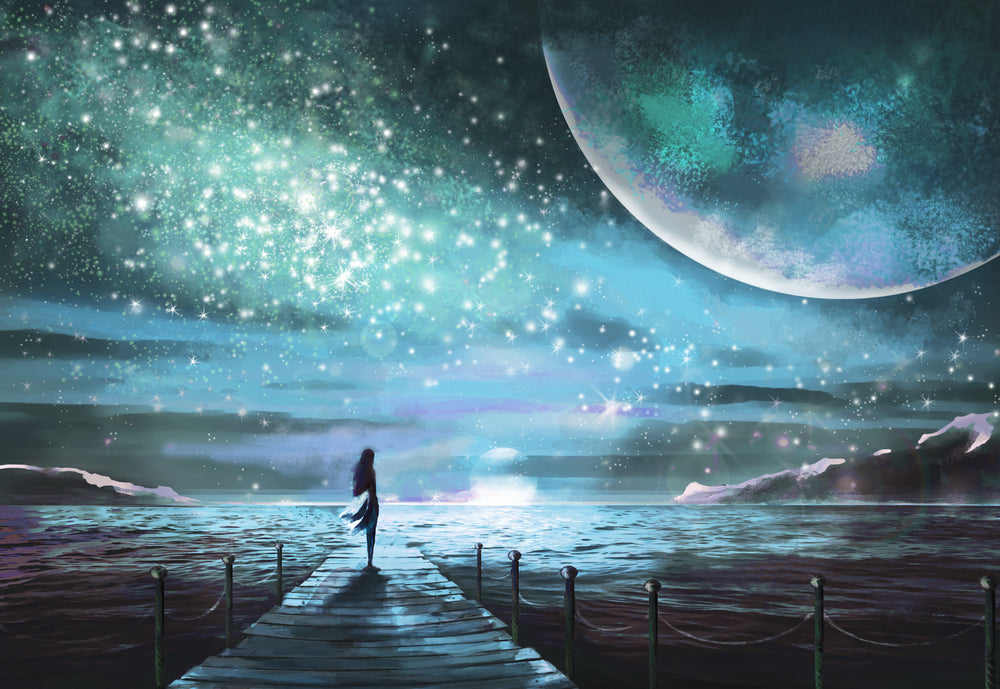 Man Looking at Space Digital Art Home Decor Premium Quality Poster Print Choose Your Sizes