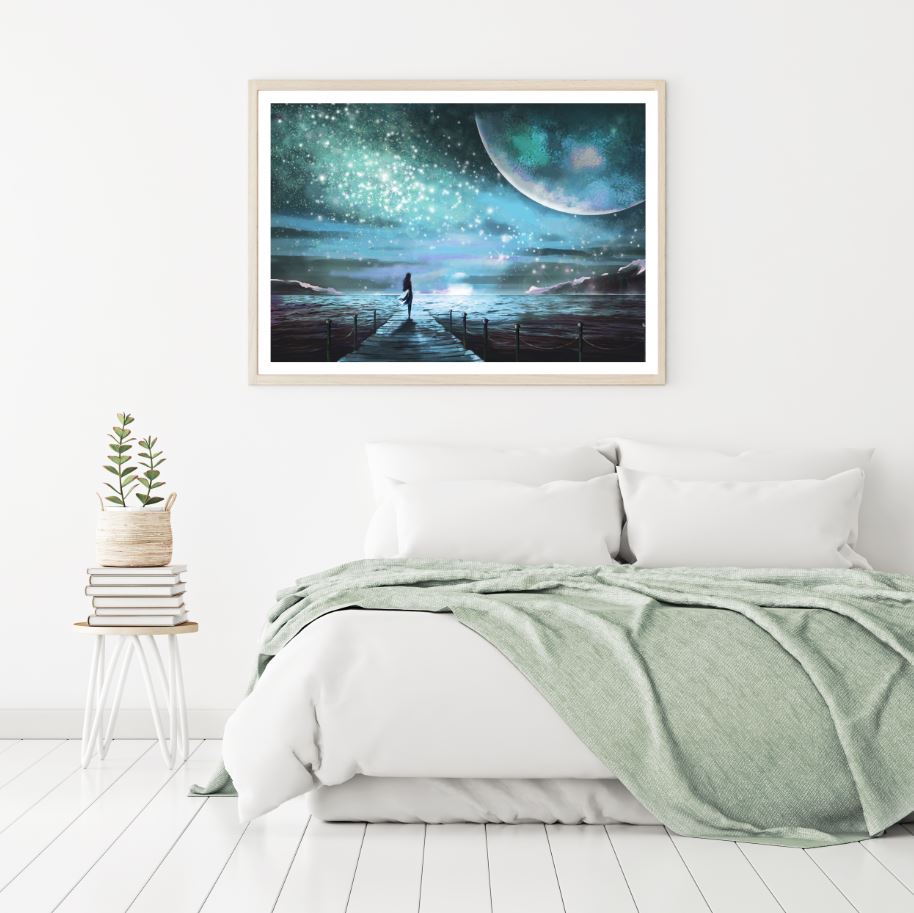 Man Looking at Space Digital Art Home Decor Premium Quality Poster Print Choose Your Sizes