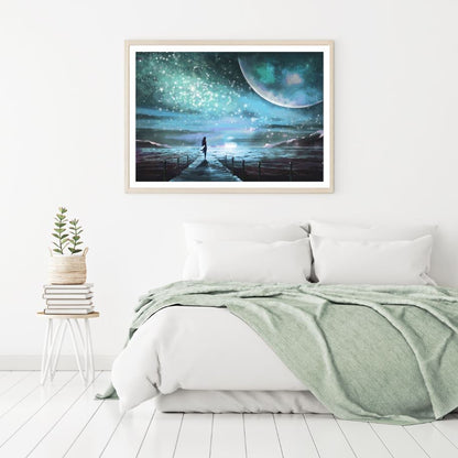 Man Looking at Space Digital Art Home Decor Premium Quality Poster Print Choose Your Sizes