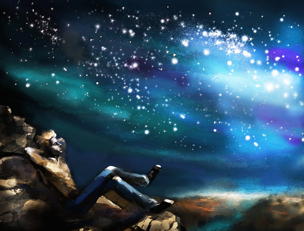 Man Looking at Space Digital Art Home Decor Premium Quality Poster Print Choose Your Sizes