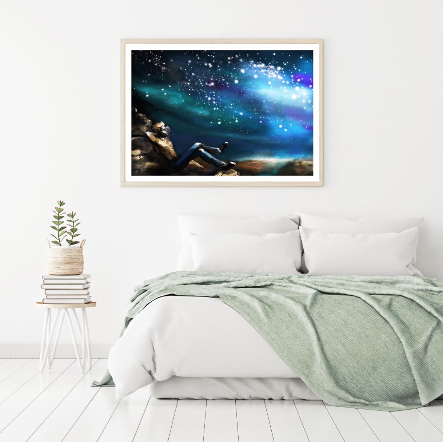 Man Looking at Space Digital Art Home Decor Premium Quality Poster Print Choose Your Sizes