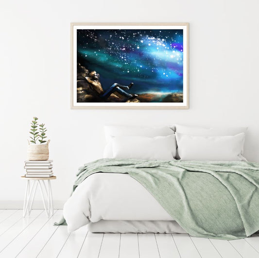 Man Looking at Space Digital Art Home Decor Premium Quality Poster Print Choose Your Sizes