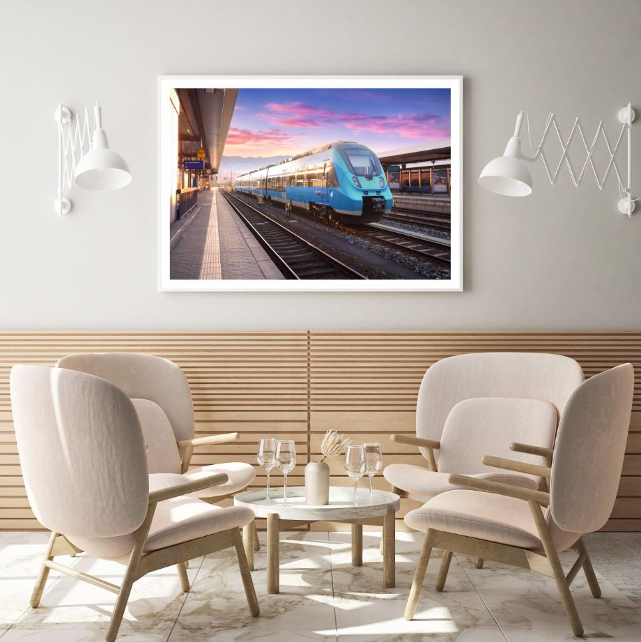 Bullet Train in Station Sunset Home Decor Premium Quality Poster Print Choose Your Sizes