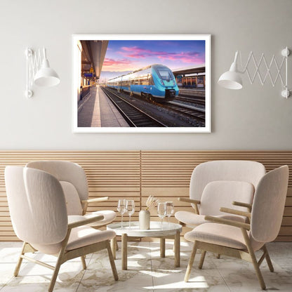 Bullet Train in Station Sunset Home Decor Premium Quality Poster Print Choose Your Sizes