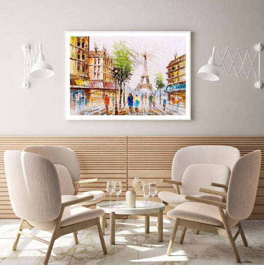 Eiffel Tower & Street Watercolor Home Decor Premium Quality Poster Print Choose Your Sizes