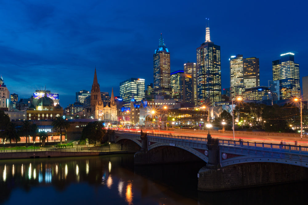 City & Bridge Night View Scenery Home Decor Premium Quality Poster Print Choose Your Sizes