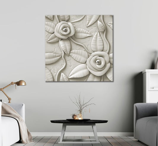 Square Canvas Floral 3D Sculpture Photograph High Quality Print 100% Australian Made