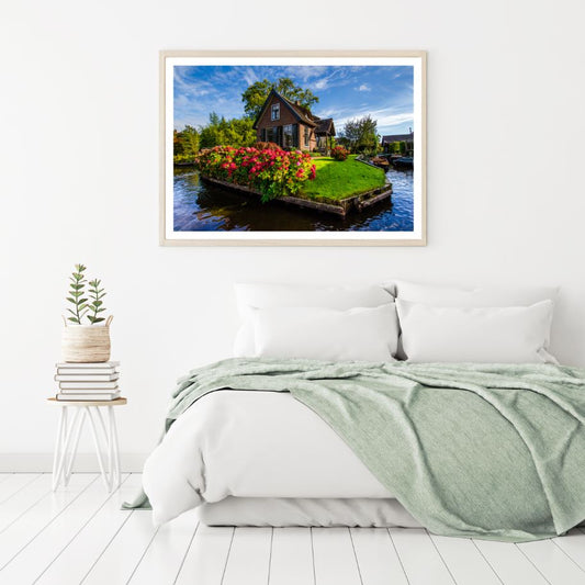 House on Lake Scenery Photograph Home Decor Premium Quality Poster Print Choose Your Sizes