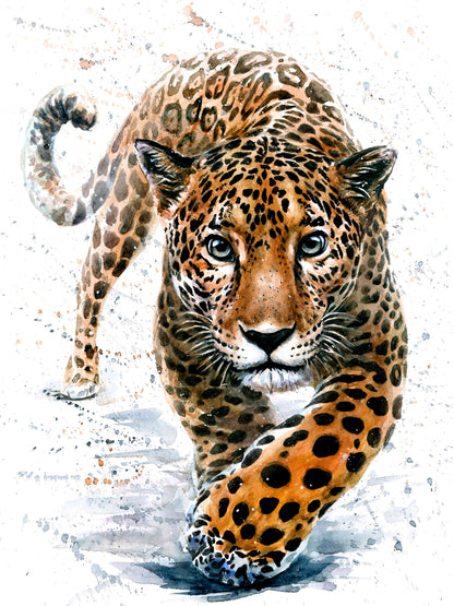 Leopard Portrait Watercolor Paint Print 100% Australian Made
