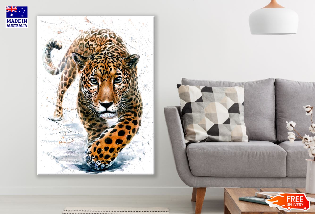 Leopard Watercolor Painting Print 100% Australian Made