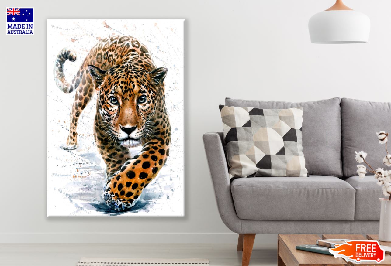 Leopard Portrait Watercolor Paint Print 100% Australian Made