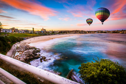 Hot Air Baloons Over the Beach Photograph Print 100% Australian Made