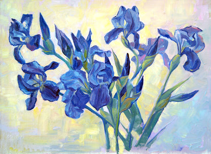 Oil Painting Blue Flowers Print 100% Australian Made