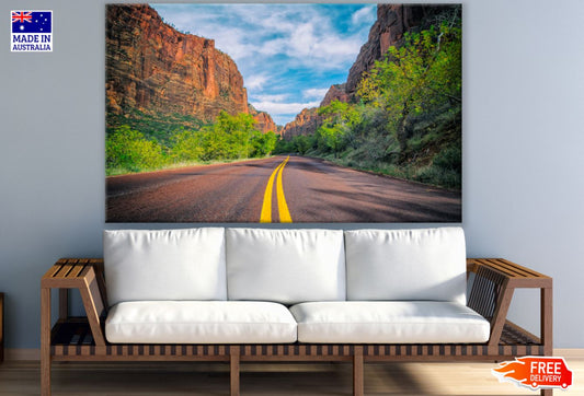 Road in Mountain Scenery View Print 100% Australian Made