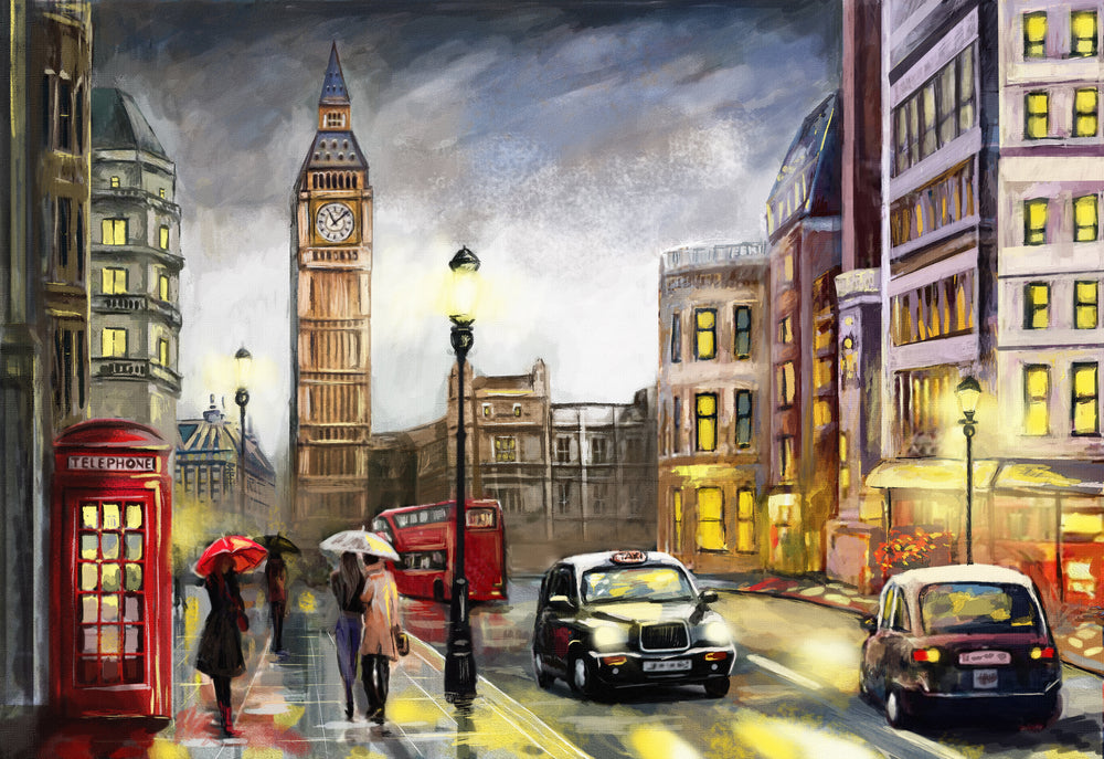 London City Night View Painting Print 100% Australian Made