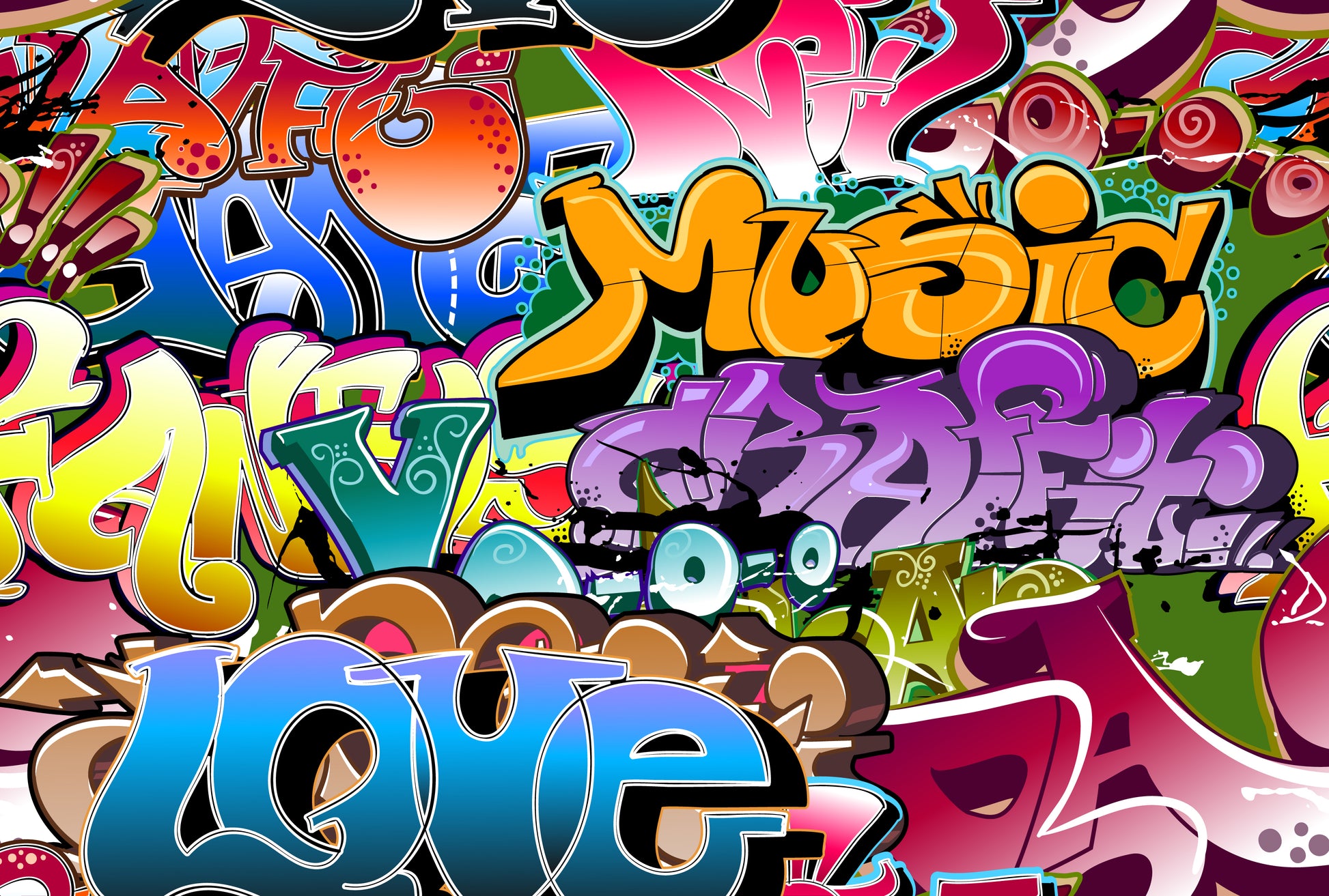 Wall Grafitti Art Abstract Design Home Decor Premium Quality Poster Print Choose Your Sizes