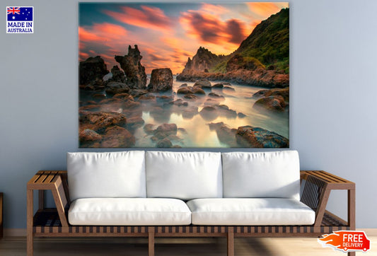 Misty River with Rocks Photograph Print 100% Australian Made