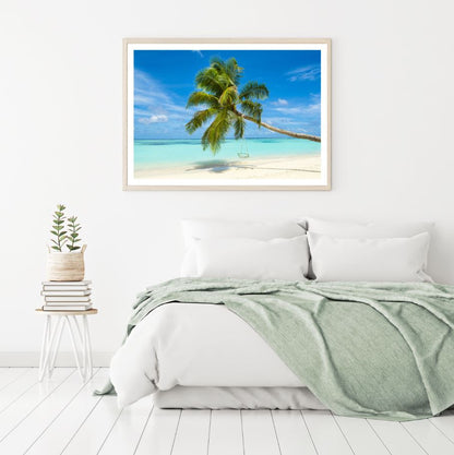 Palm Tree on Beach Photograph Home Decor Premium Quality Poster Print Choose Your Sizes