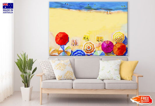 Leisure Beach Colorful Watercolor Painting Print 100% Australian Made