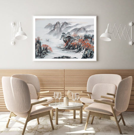 Mountain Scenery Watercolor Paint Home Decor Premium Quality Poster Print Choose Your Sizes