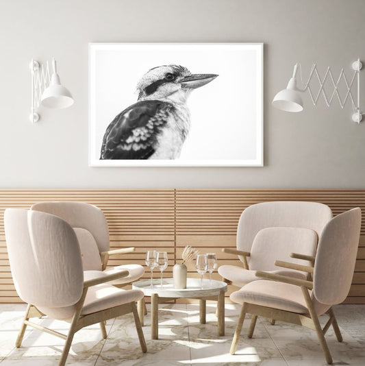 Kookaburra Bird B&W Photograph Home Decor Premium Quality Poster Print Choose Your Sizes