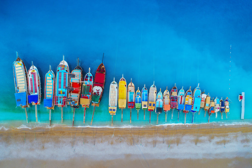Boats on Sea Aerial View Scenery Home Decor Premium Quality Poster Print Choose Your Sizes
