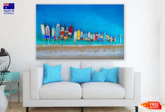 Boats on Sea Aerial View Scenery Print 100% Australian Made