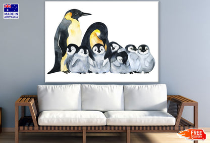 Penguins Watercolor Painting Print 100% Australian Made