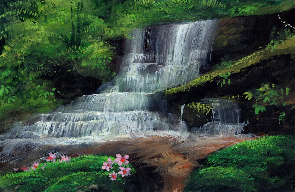 Waterfall Scenery Oil Painting Print 100% Australian Made