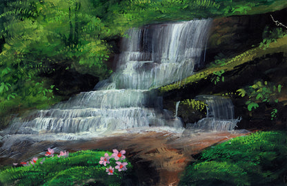 Waterfall Scenery Oil Painting Print 100% Australian Made
