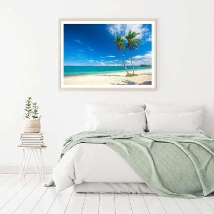 Palm Trees on Beach Photograph Home Decor Premium Quality Poster Print Choose Your Sizes