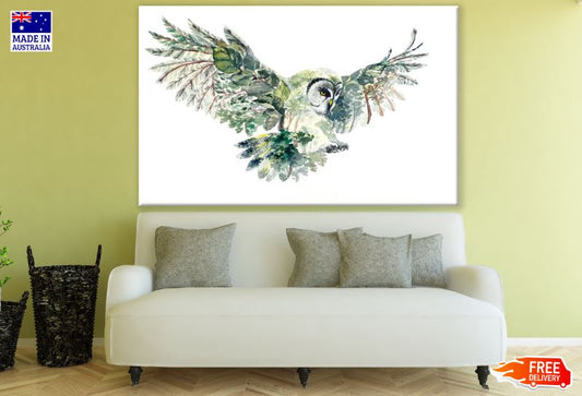Flying Owl Watercolor Painting Print 100% Australian Made