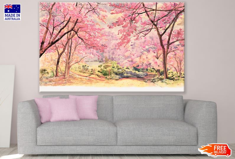 Blossom Tree Forest Watercolor Painting Print 100% Australian Made