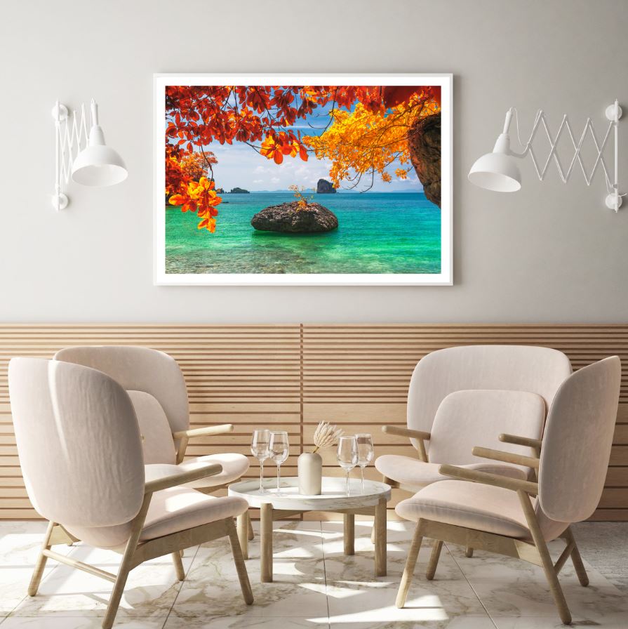 Sea with Rocks Scenery Photograph Home Decor Premium Quality Poster Print Choose Your Sizes