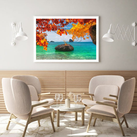 Sea with Rocks Scenery Photograph Home Decor Premium Quality Poster Print Choose Your Sizes