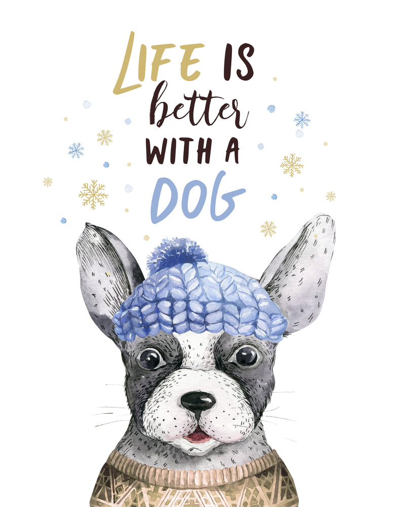Dog Wearing a Cap & Quote Watercolor Painting Print 100% Australian Made