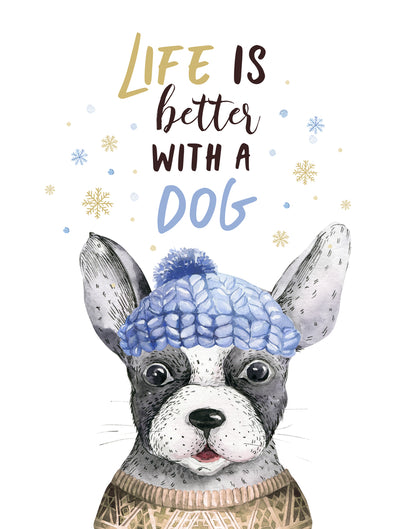 Dog Wearing a Cap & Quote Watercolor Painting Print 100% Australian Made
