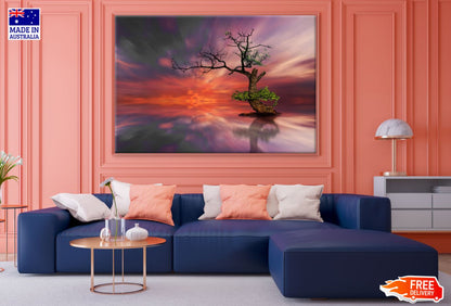 Dead Tree in a Lake Sunset Photograph Print 100% Australian Made